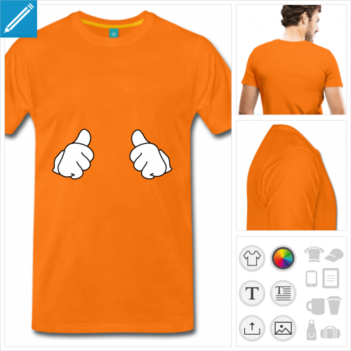 T-shirt thumbs up, pouces en l'air,  imprimer en ligne.