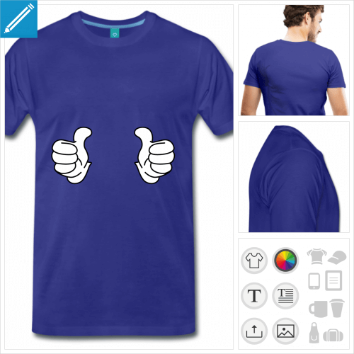 T-shirt thumbs up, pouces en l'air,  imprimer en ligne.