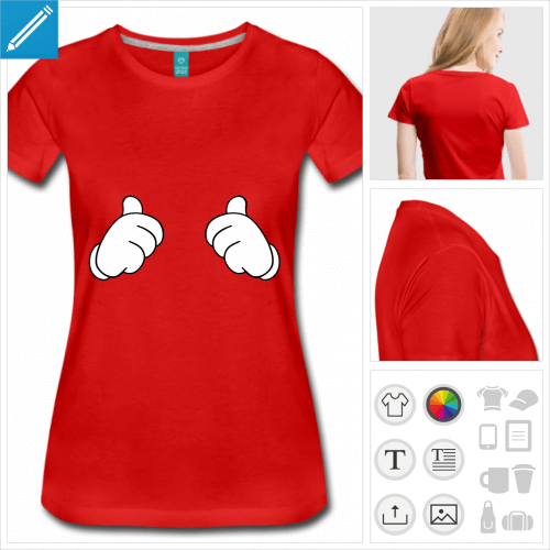 T-shirt thumbs up, pouces en l'air et mains de Mickey.