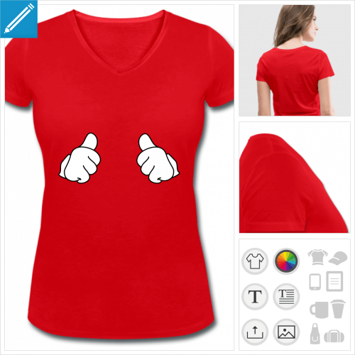 t-shirt femme pouces  personnaliser