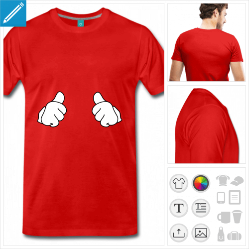 t-shirt rouge thumbs up personnalisable