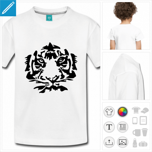 t-shirt enfant manches courtes tigre  crer soi-mme