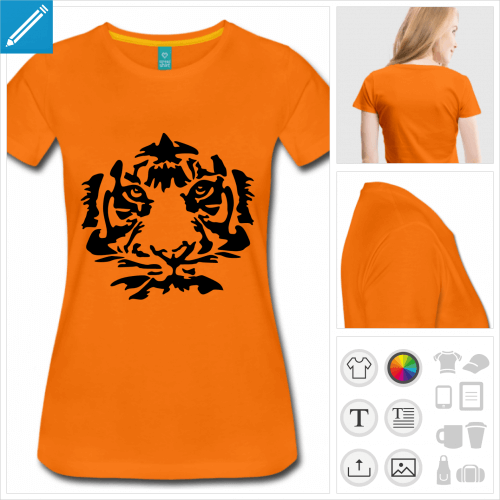 t-shirt femme tigre  personnaliser, impression unique