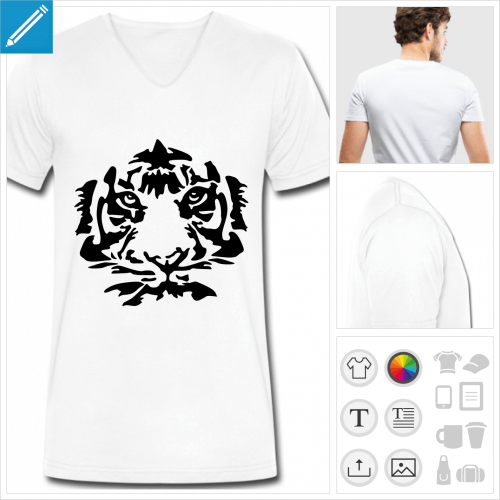 t-shirt homme tigre visage  crer soi-mme