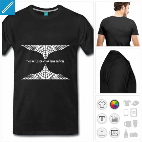 T-shirt time travel, the philosophy of time travel et une reprsentation gomtrique de trou noir.