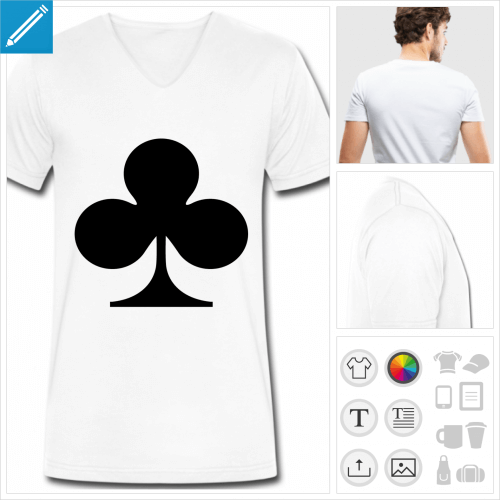 T-shirt trèfle, carte de jeu, symbole à personnaliser en ligne.
