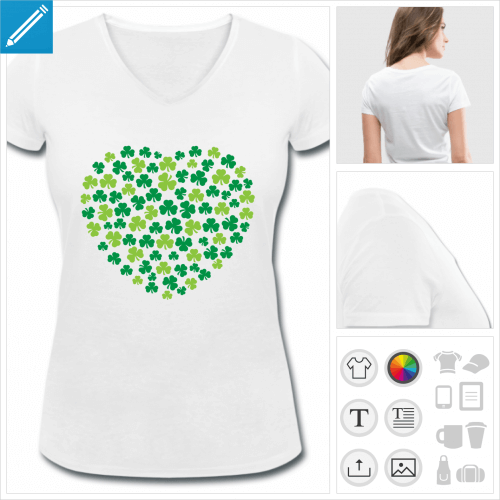 t-shirt col v trèfles à personnaliser