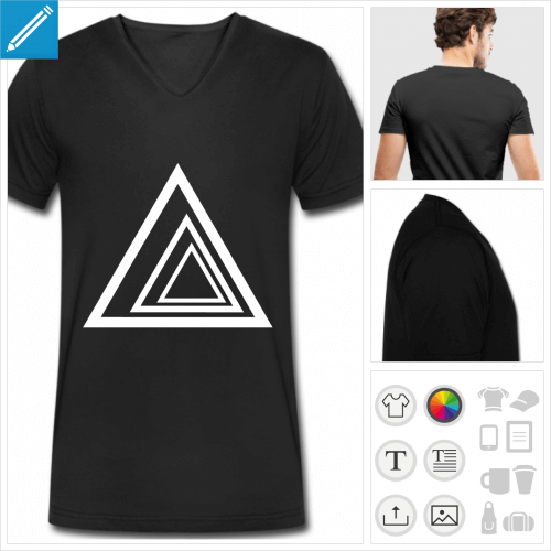 t-shirt manches courtes triangle personnalisable, impression  l'unit