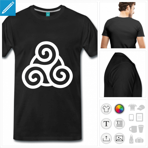T-shirt triskell breton, symbole à trois branches à imprimer en ligne.