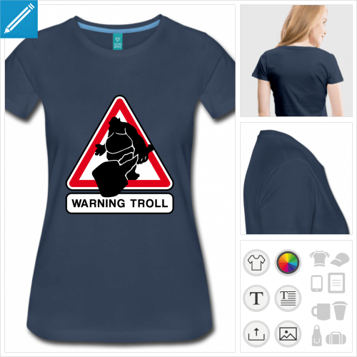 t-shirt femme panneau troll  imprimer en ligne