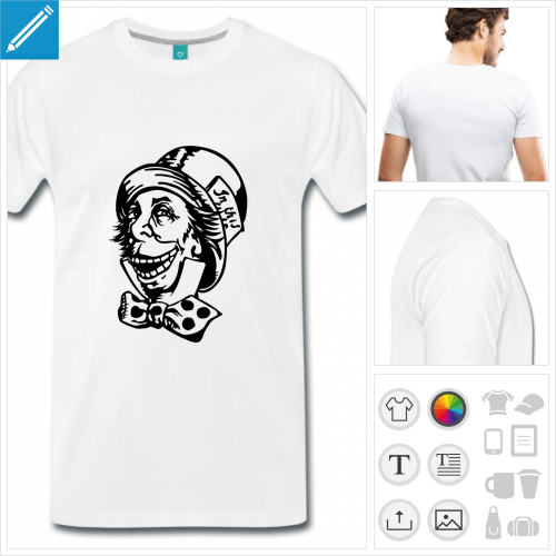 T-shirt troll, mashup de troll face et du chapelier fou. Motif  imprimer en ligne.