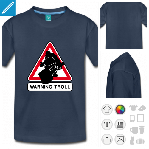 t-shirt basique attention troll  crer soi-mme