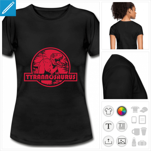 t-shirt tyrannosaurus personnalisable, impression  l'unit