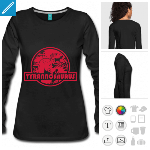 t-shirt noir tyrannosaurus à personnaliser et imprimer en ligne