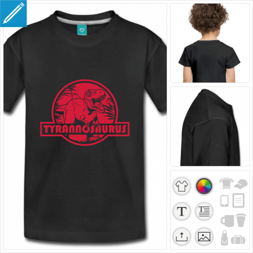 t-shirt noir tyrannosaurus  personnaliser et imprimer en ligne