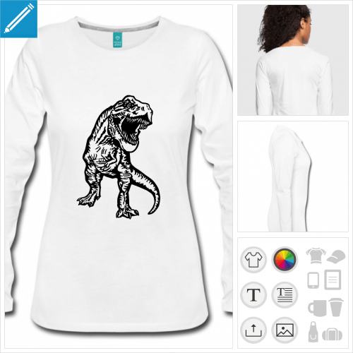 t-shirt gris dinosaure personnalisable