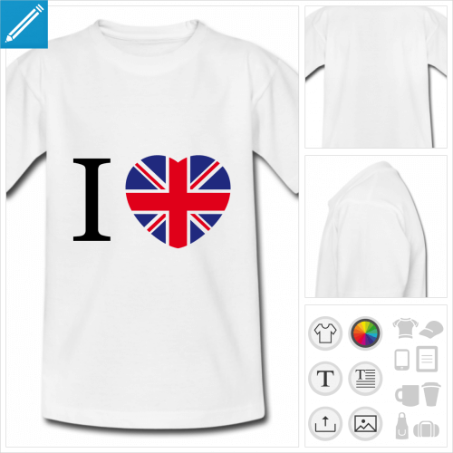t-shirt simple coeur uk à imprimer en ligne