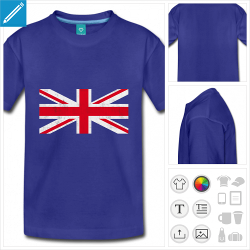 t-shirt ado union jack  personnaliser et imprimer en ligne