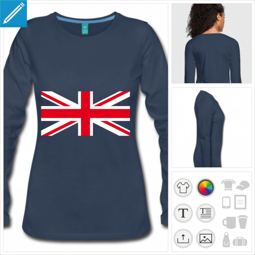 t-shirt manches longues union jack  crer en ligne