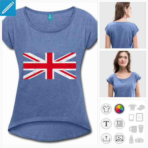 t-shirt cropped drapeau anglais vintage à personnaliser et imprimer en ligne