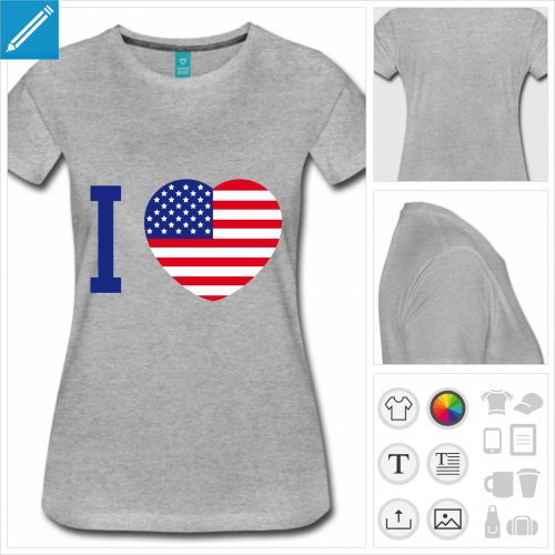 t-shirt femme drapeau amricain  imprimer en ligne