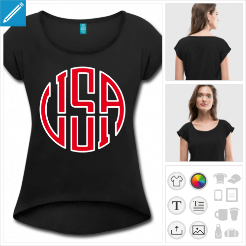 t-shirt pour femme united states personnalisable