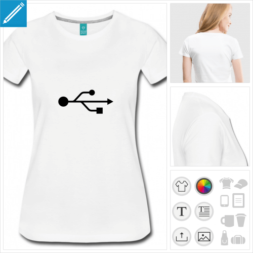 T-shirt usb, symbole usb  la couleur personnalisable  imprimer en ligne.