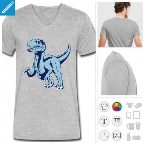 t-shirt pour homme dinosaure vlociraptor personnalisable