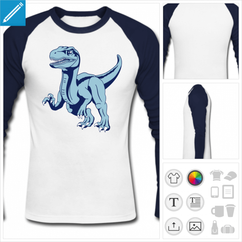 t-shirt manches longues dinosaure vlociraptor  imprimer en ligne