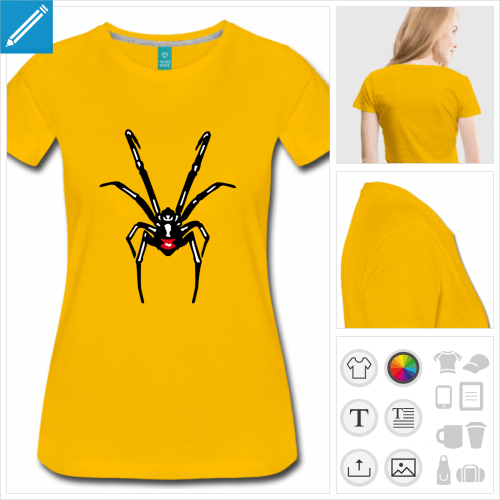 t-shirt jaune araigne  imprimer en ligne