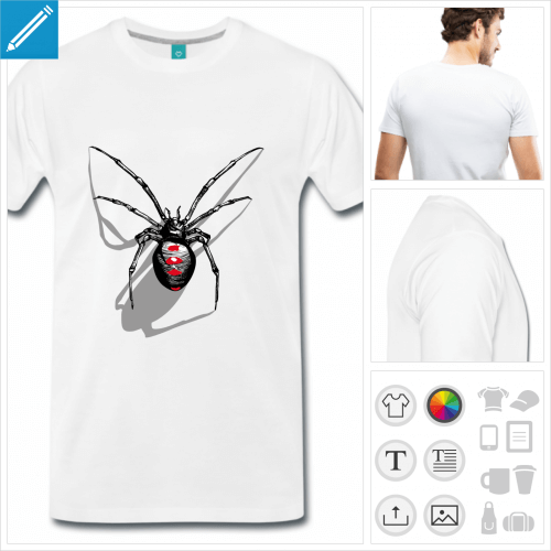 T-shirt veuve noire, dessin d'araigne spcial impression t-shirt en ligne.