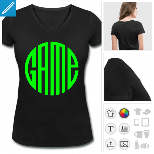 t-shirt femme video games  crer soi-mme