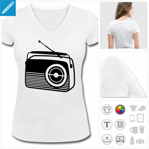 t-shirt femme radio  personnaliser et imprimer en ligne