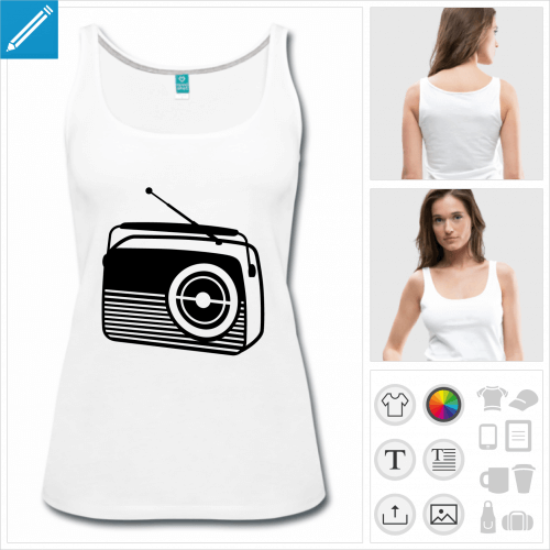 t-shirt blanc poste radio  personnaliser, impression unique