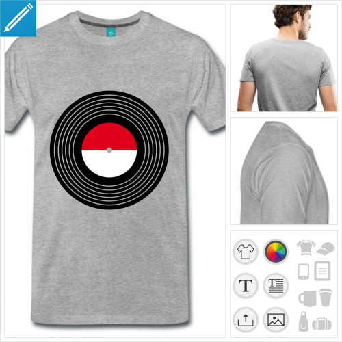 T-shirt vinyle, disque vinyle  sillons  personnaliser.