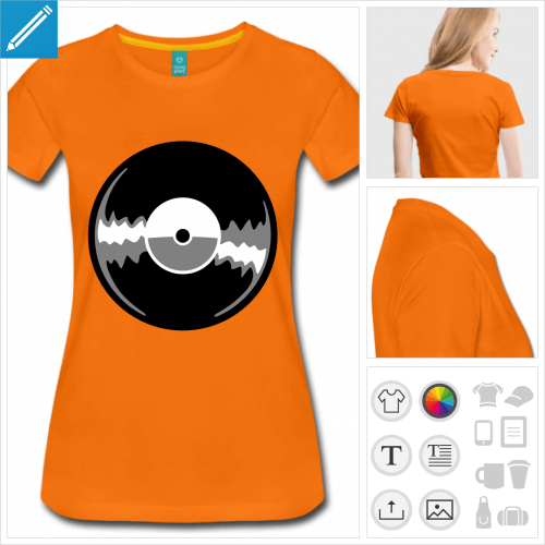 t-shirt orange vinyl personnalisable, impression  l'unit