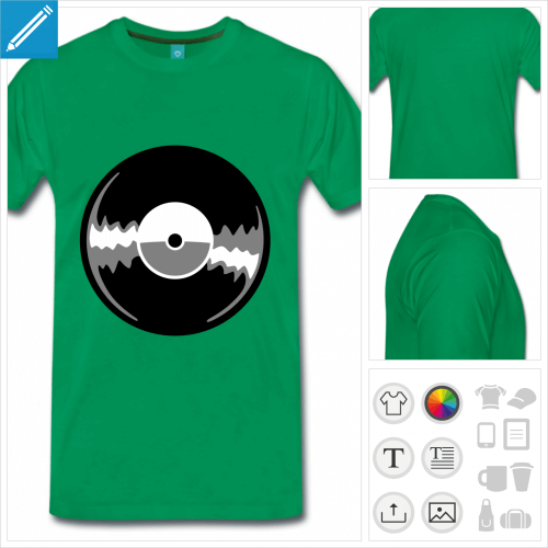 t-shirt vert disque vinyle  imprimer en ligne