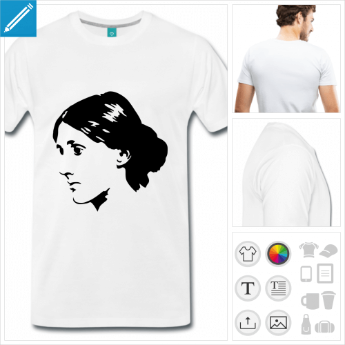 T-shirt Virginia Woolf à personnaliser soi-même, créez votre t-shirt écrivaine.