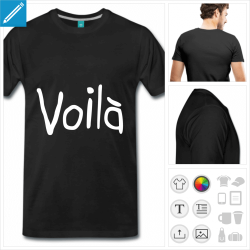 T-shirt voil  personnaliser, voil est crit en typo manuscrite ronde.