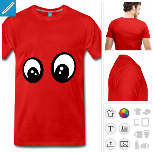 T-shirt yeux interrogatifs, créez votre t-shirt smiley à imprimer en ligne.