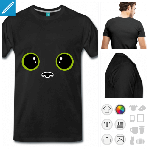 T-shirt yeux de chat en style kawaii  personnaliser en ligne.