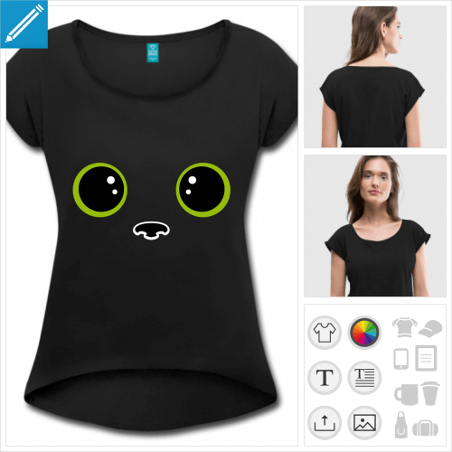 t-shirt pour femme yeux de chat à créer soi-même