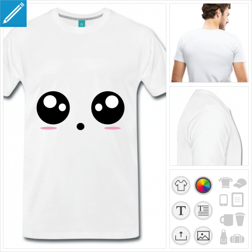 T-shirt yeux kawaii, créez votre t-shirt smiley kawaii en ligne.