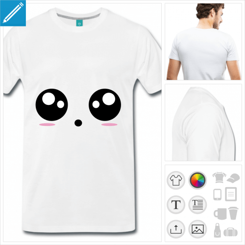 T-shirt yeux kawaii, crez votre t-shirt smiley kawaii en ligne.