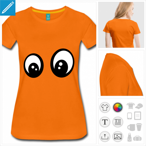 t-shirt femme manches courtes yeux rigolos  imprimer en ligne