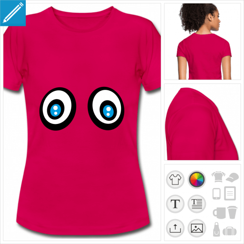 t-shirt fuchsia yeux  personnaliser