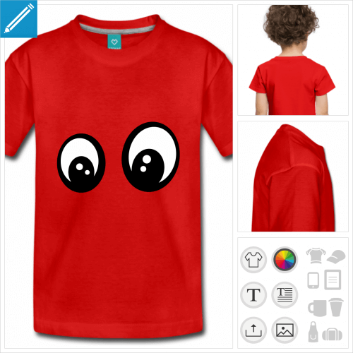 t-shirt  manches courtes smiley yeux  crer en ligne