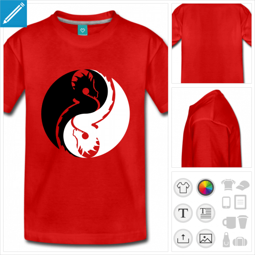 t-shirt pour adolescent symbole yin yang à personnaliser en ligne