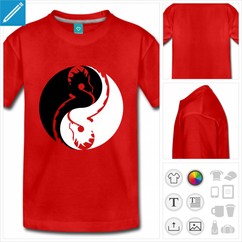 t-shirt pour adolescent symbole yin yang  personnaliser en ligne