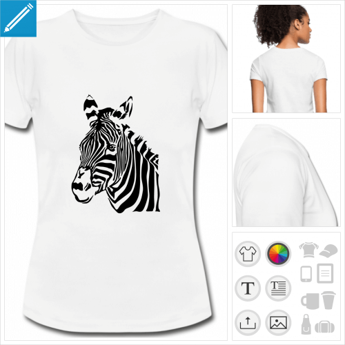 t-shirt blanc zbre  personnaliser et imprimer en ligne